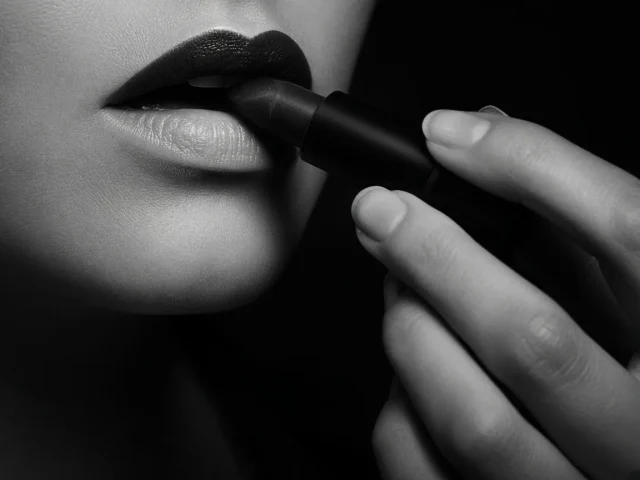 Close-up of lipstick being applied
