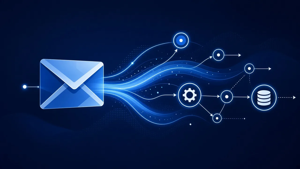 Abstract envelope and automation flow diagram